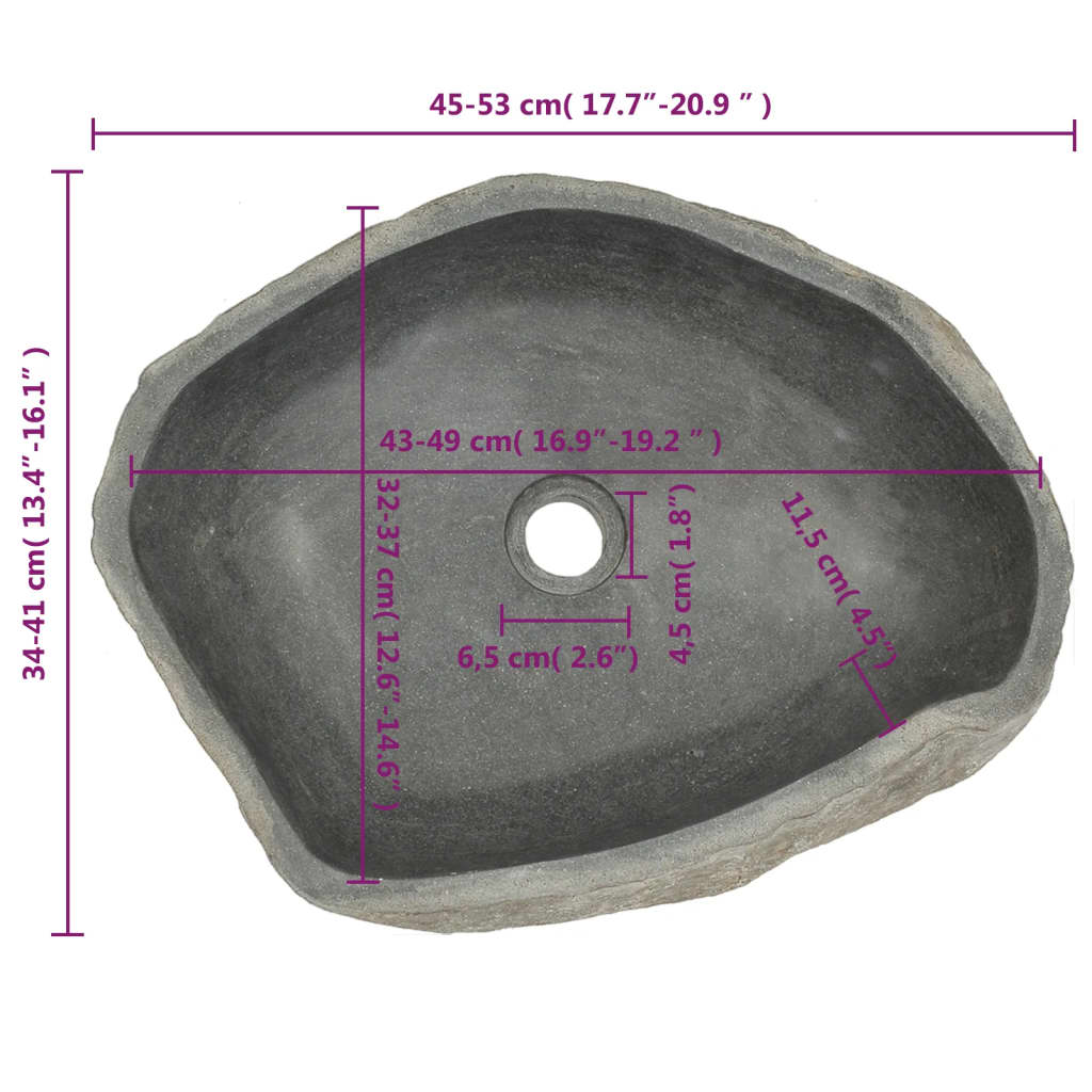 vidaXL Basin River Stone Oval (17.7"-20.9")x(13.4"-16.1")