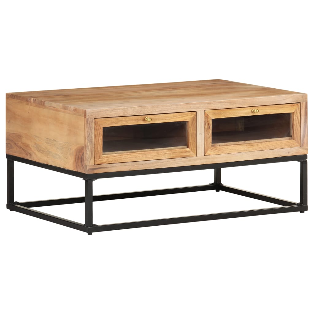 vidaXL Coffee Table 35.4"x23.6"x15.7" Solid Acacia Wood