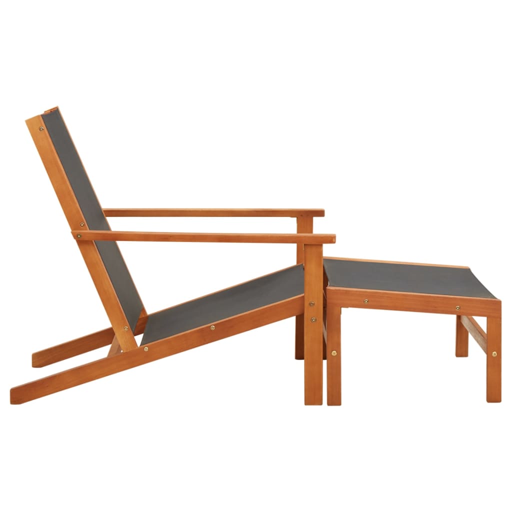 vidaXL Patio Chair with Footrest Solid Eucalyptus Wood and Textilene