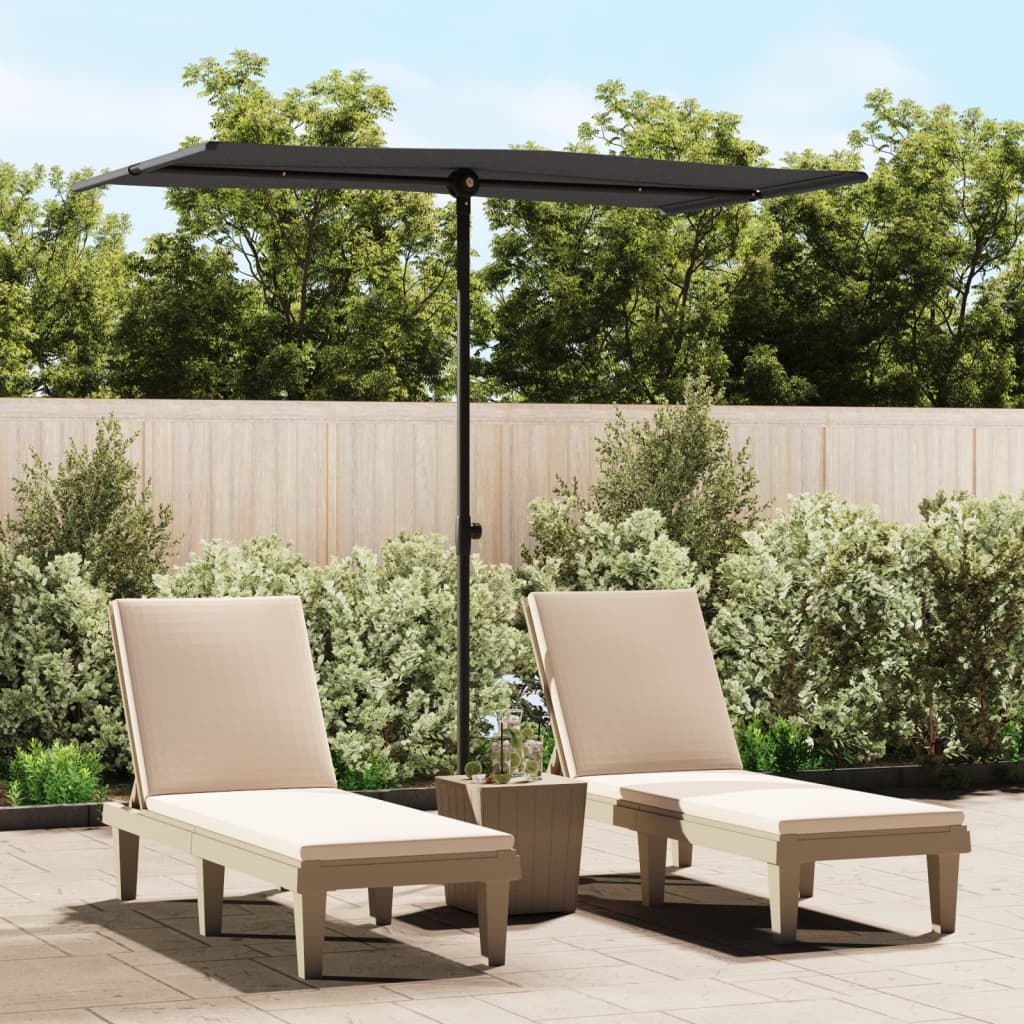 vidaXL Garden Parasol with Aluminum Pole 70.9"x43.3" Black