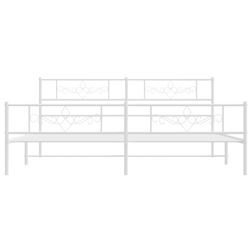 vidaXL Metal Bed Frame without Mattress with Footboard White 72"x83.9"