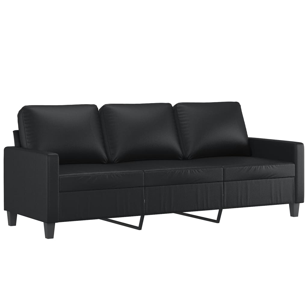 vidaXL 4 Piece Sofa Set with Cushions Black Faux Leather