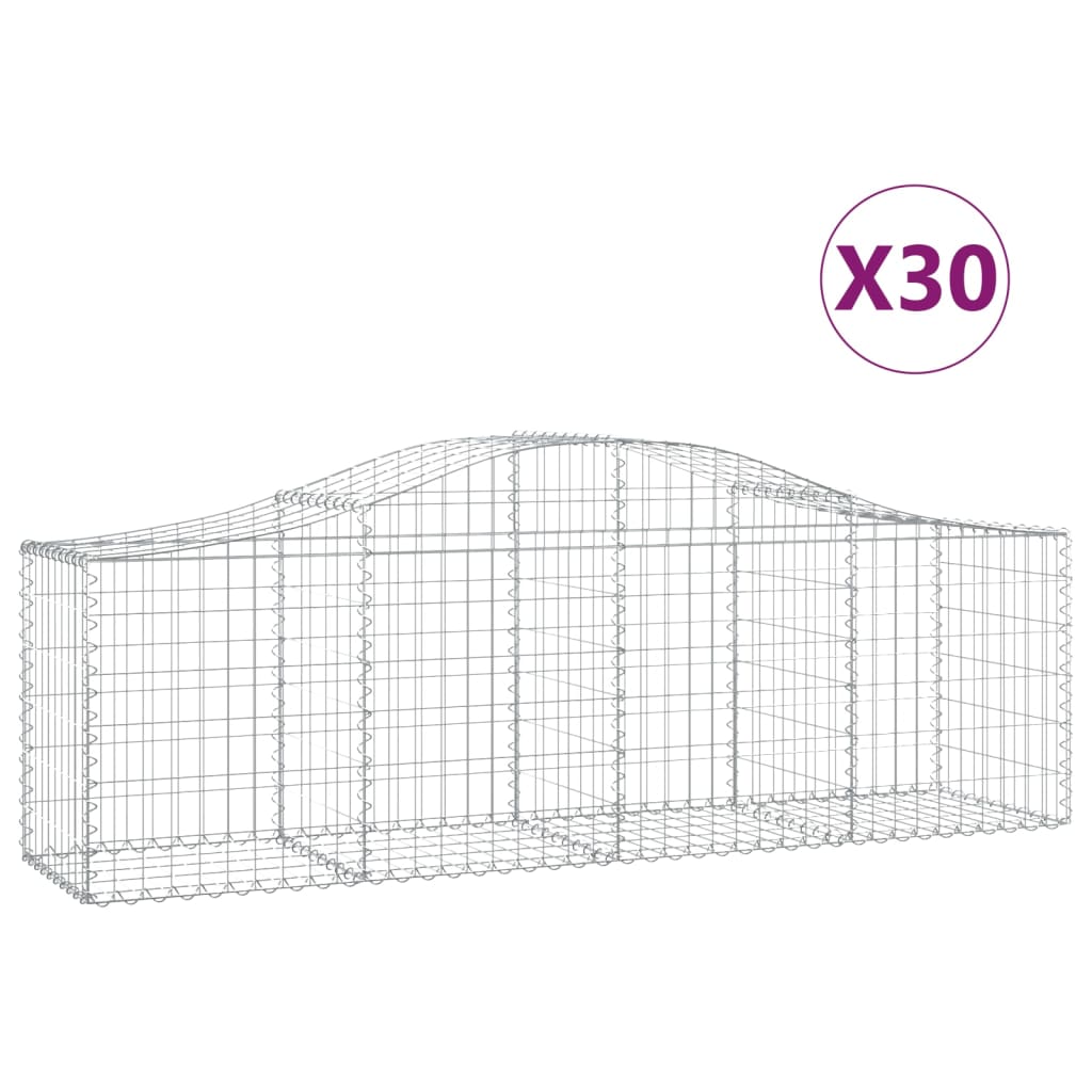 vidaXL Arched Gabion Baskets 30 pcs 78.7"x19.7"x23.6"/31.5" Galvanized Iron