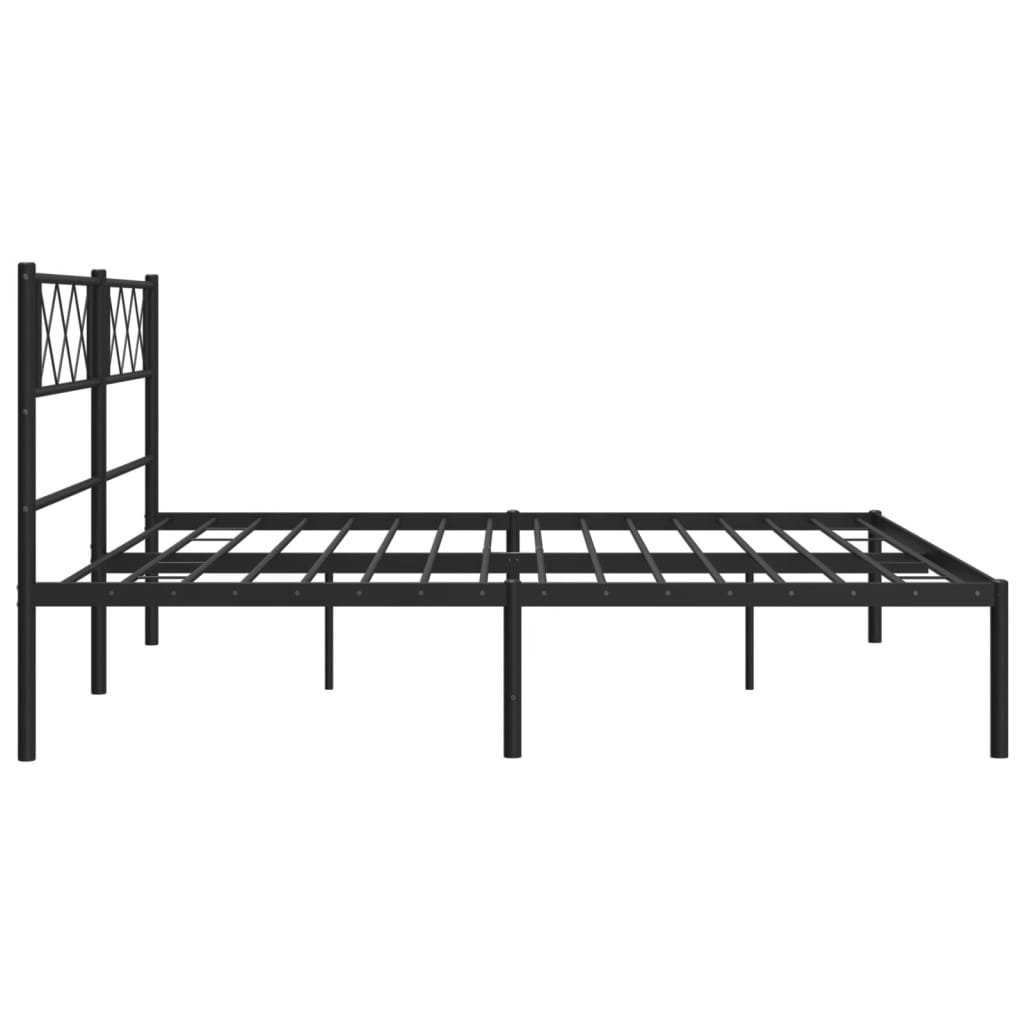 vidaXL Metal Bed Frame without Mattress with Headboard Black 76"x79.9"