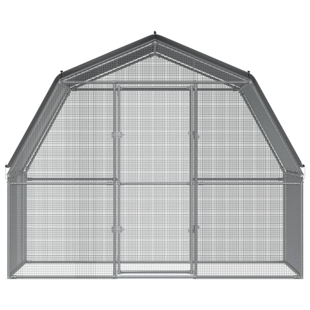 vidaXL Chicken Cage with Roof and Door Silver Galvanized Steel