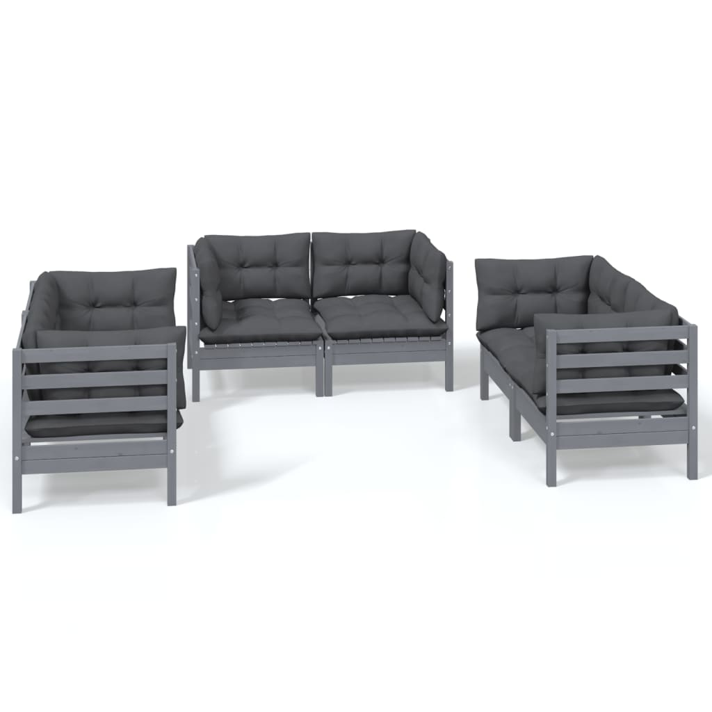 vidaXL 6 Piece Patio Lounge Set with Cushions Solid Pinewood