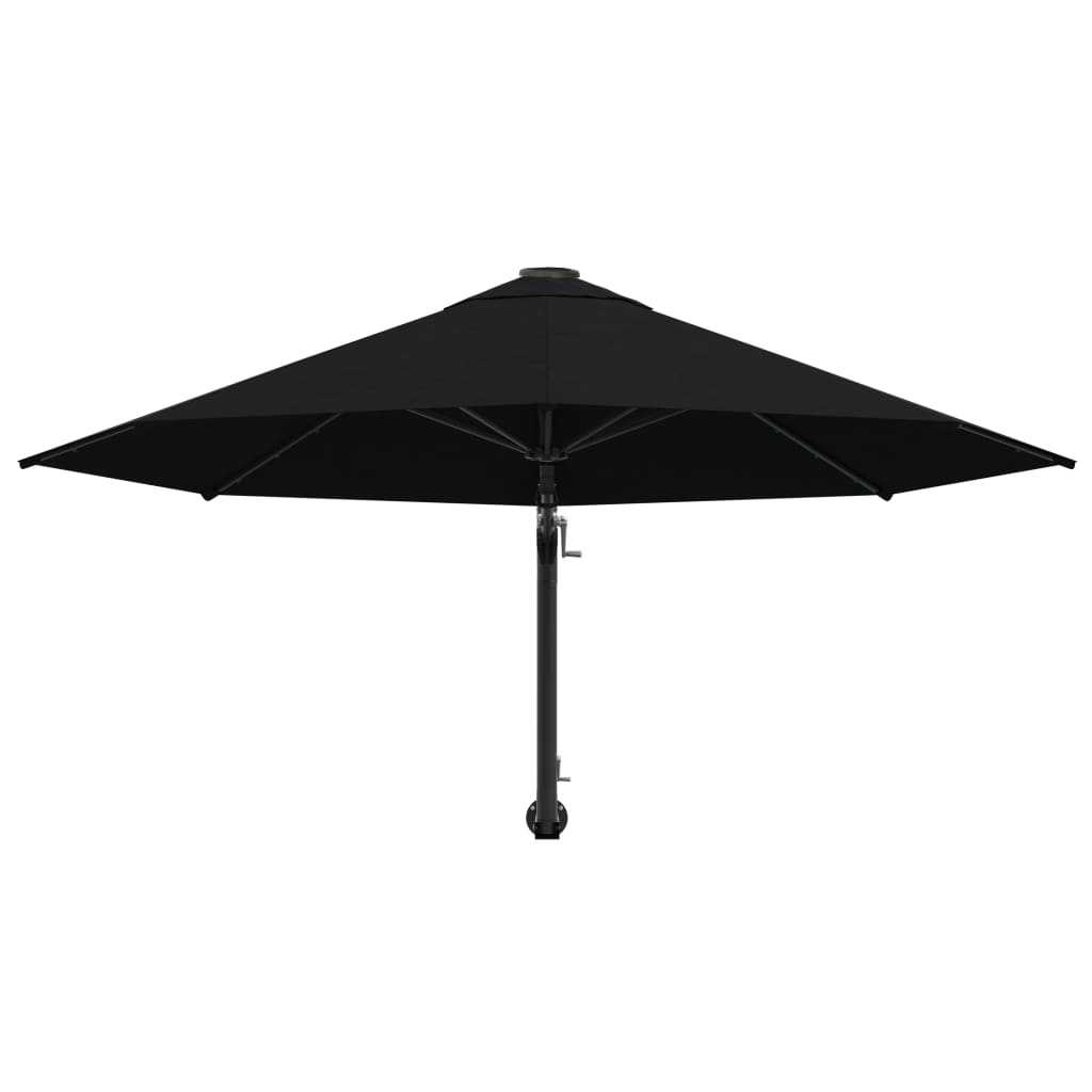 vidaXL Wall-Mounted Garden Parasol with Metal Pole 118.1" Black