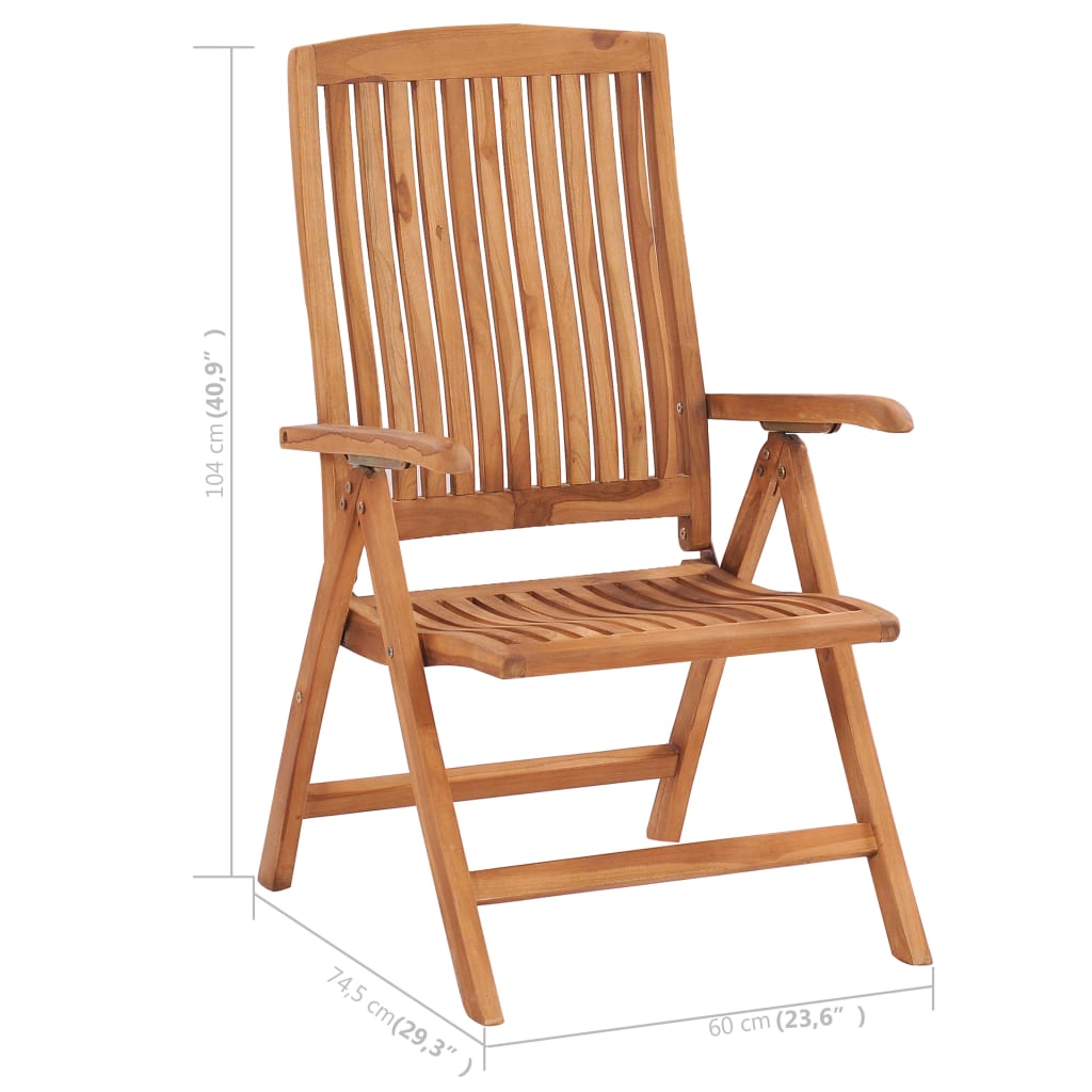 vidaXL Patio Chairs 2 pcs with Gray Cushions Solid Teak Wood