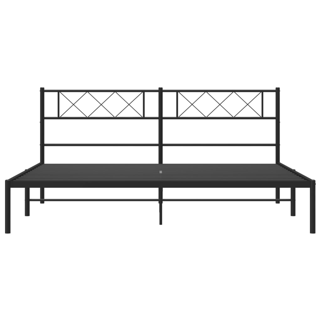 vidaXL Metal Bed Frame without Mattress with Headboard Black 76"x79.9"