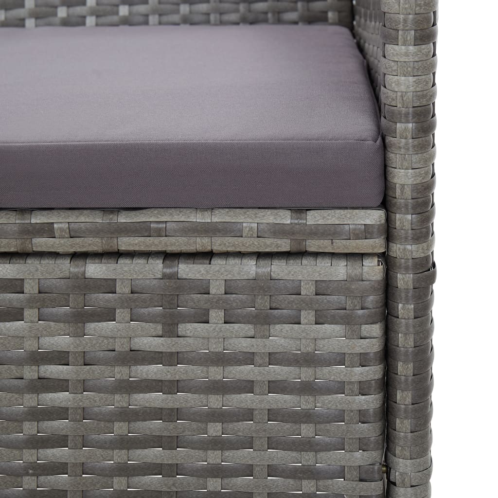 vidaXL 2 Piece Patio Lounge Set with Cushion Poly Rattan Gray