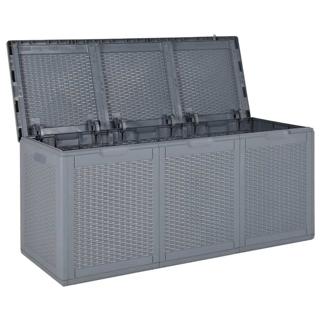 vidaXL Patio Storage Box Gray PP Rattan 71.3 gal