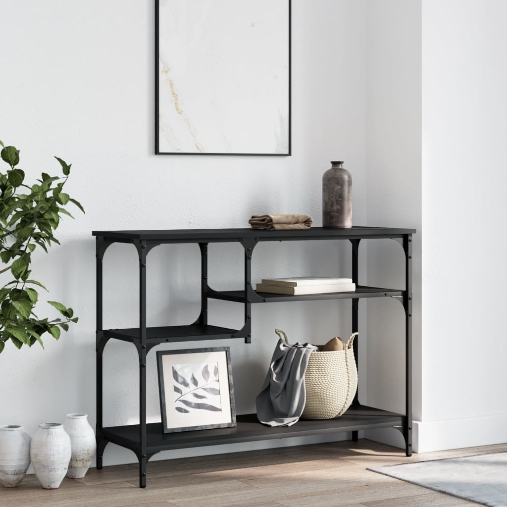 vidaXL Console Table with Shelves Black 39.4"x13.8"x29.5"