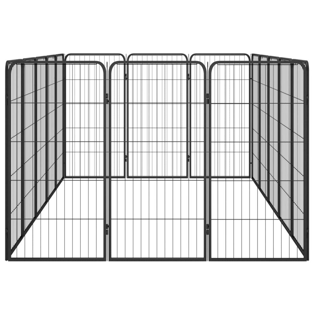 vidaXL 16-Panel Dog Playpen Black 19.7"x39.4" Powder-coated Steel