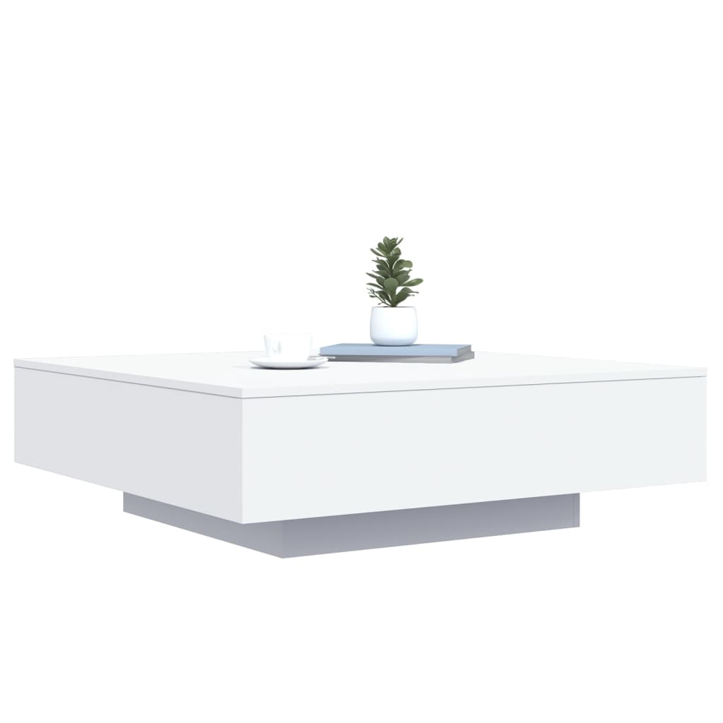 vidaXL Coffee Table with LED Lights White 39.4"x39.4"x12.2"