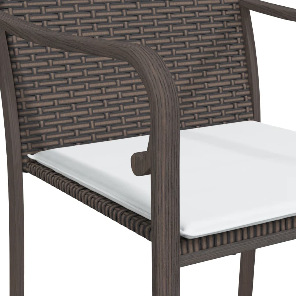 vidaXL 7 Piece Patio Dining Set with Cushions Poly Rattan and Steel