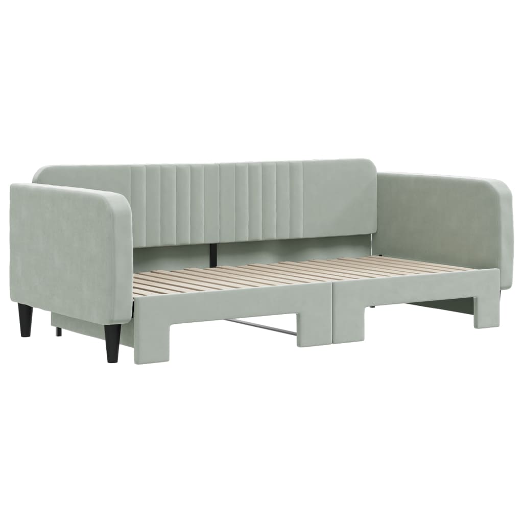 vidaXL Daybed with Trundle Light Gray 39.4"x74.8" Velvet