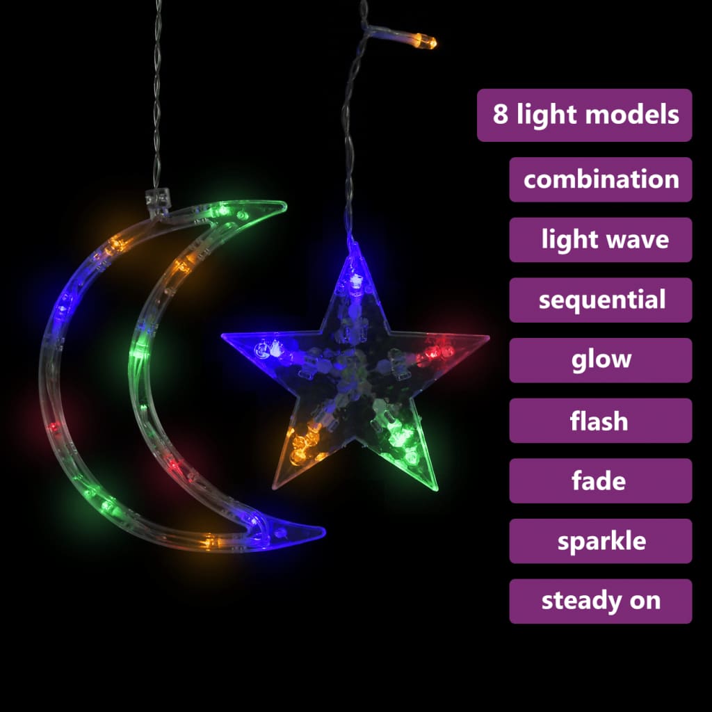 vidaXL Star and Moon Fairy Lights Remote Control 138 LED Colorful