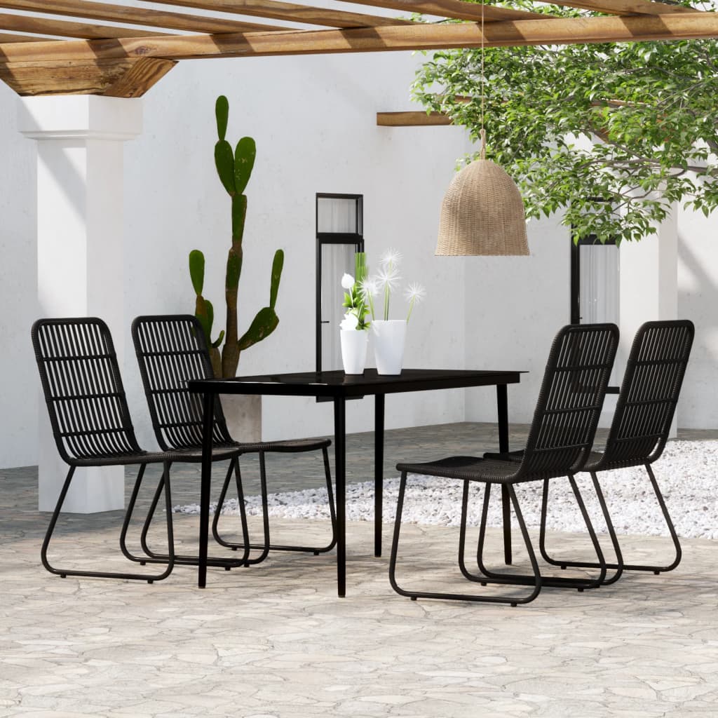 vidaXL 5 Piece Patio Dining Set Black