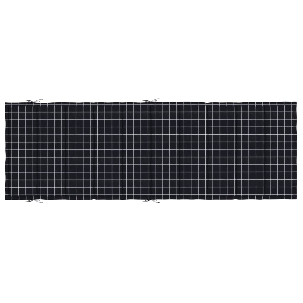 vidaXL Sun Lounger Cushion Black Check Pattern Oxford Fabric