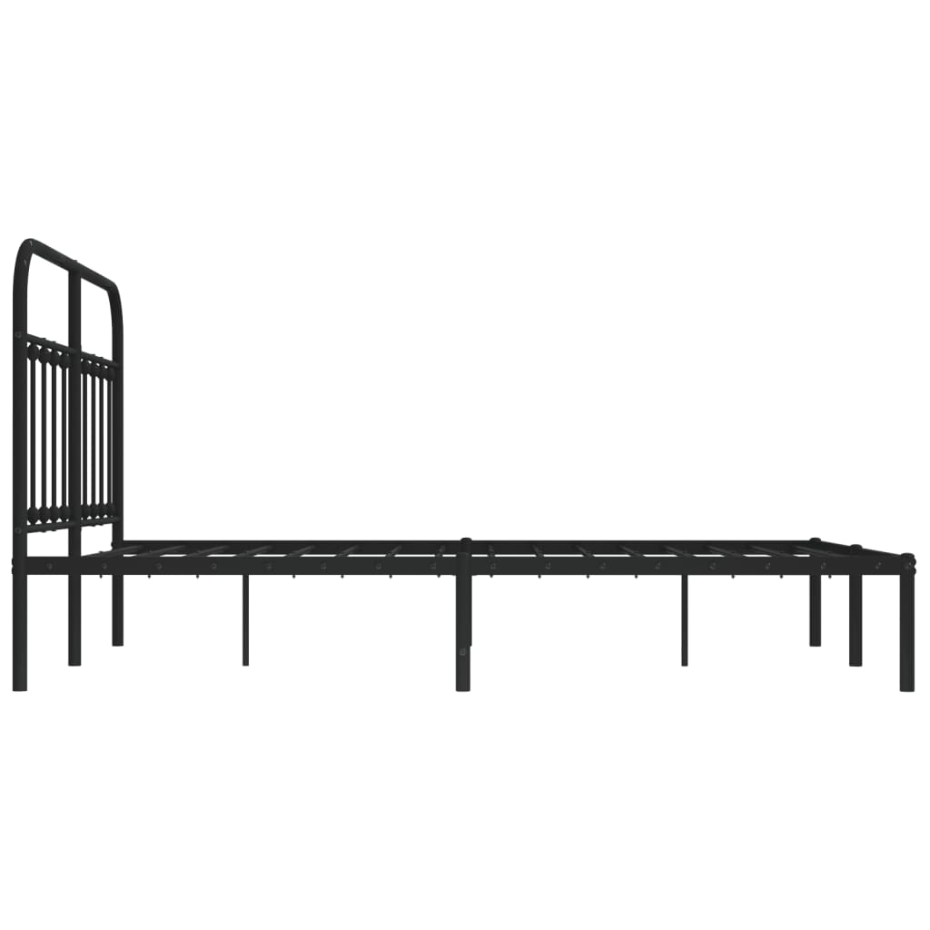 vidaXL Metal Bed Frame with Headboard Black 59.1"x78.7"