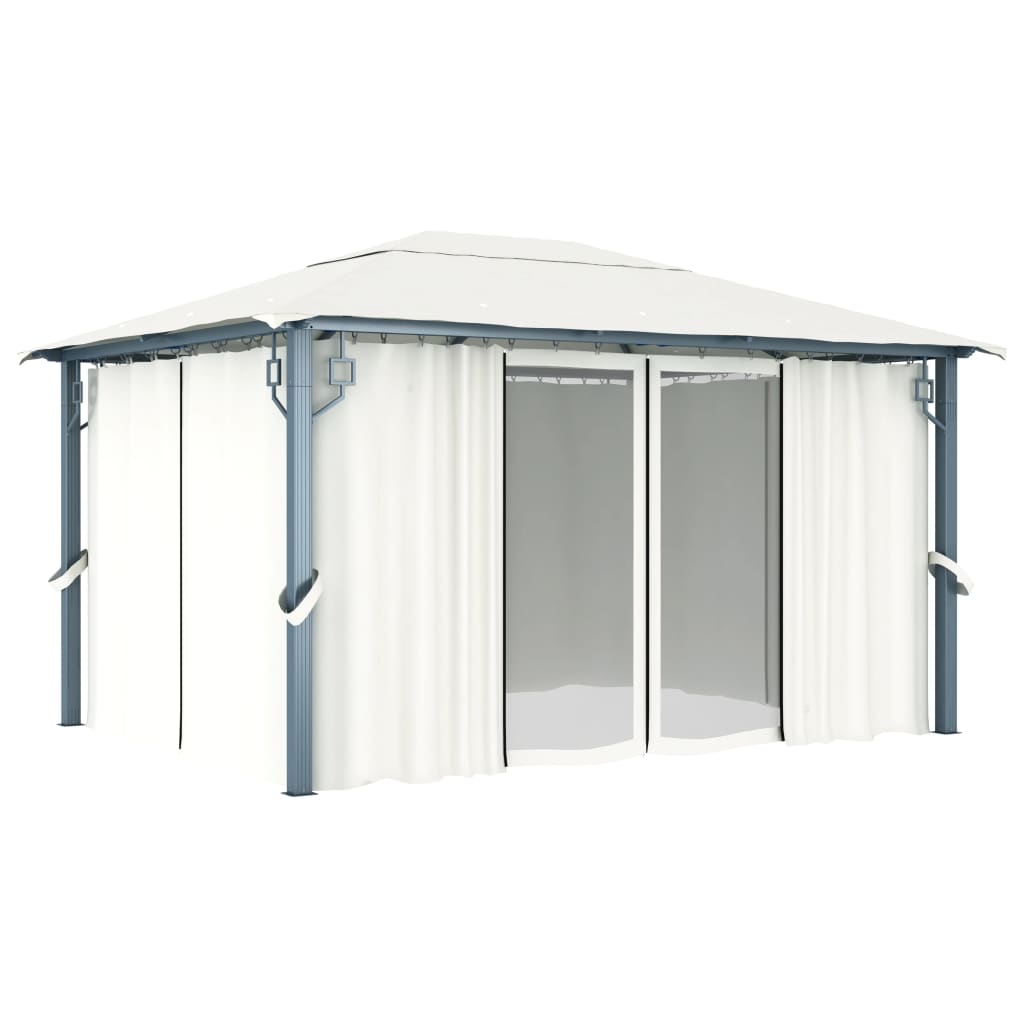 vidaXL Gazebo with Curtain 157.5"x118.1" Cream Aluminum