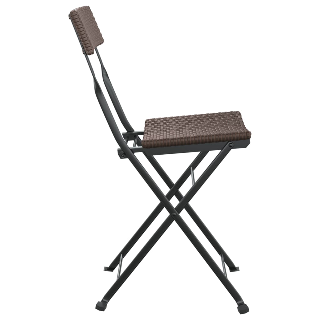 vidaXL Folding Bistro Chairs 2 pcs Brown Poly Rattan and Steel