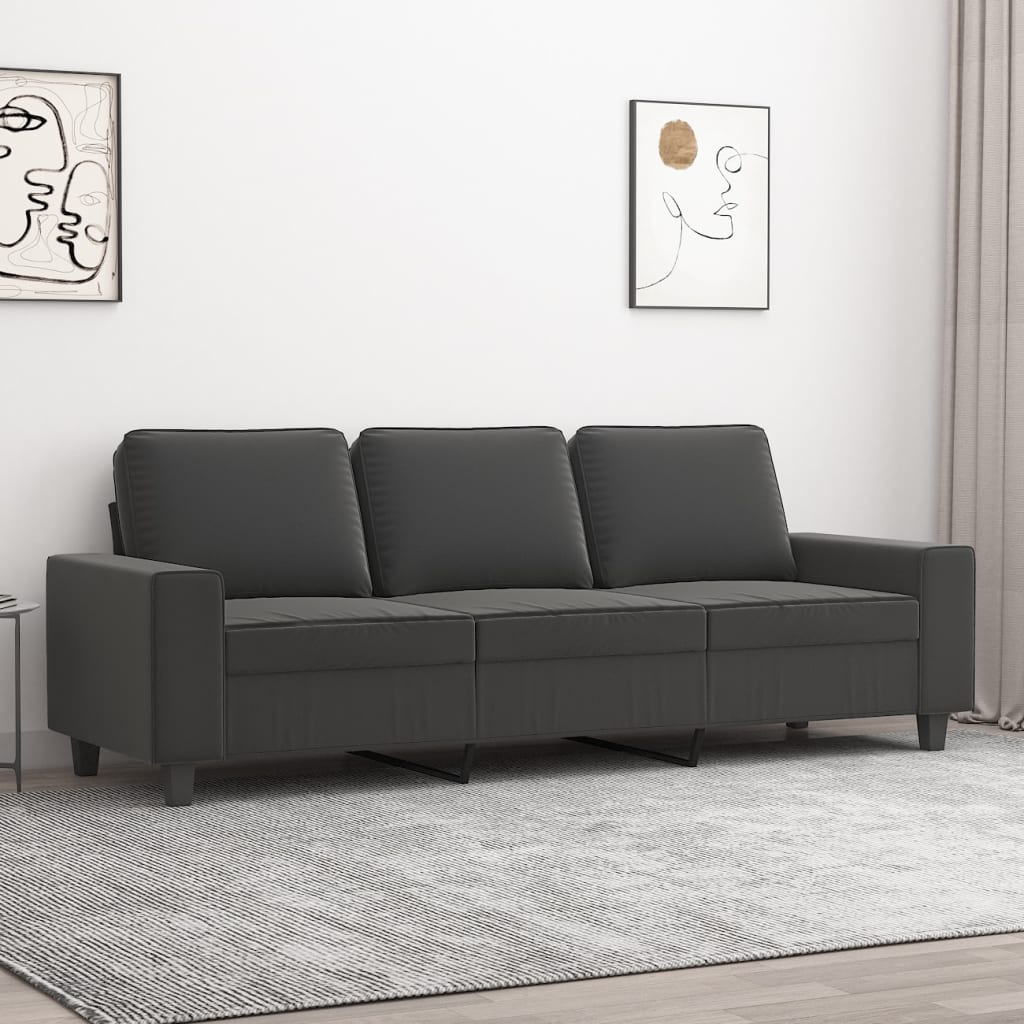 vidaXL 3-Seater Sofa Dark Gray 70.9" Microfiber Fabric