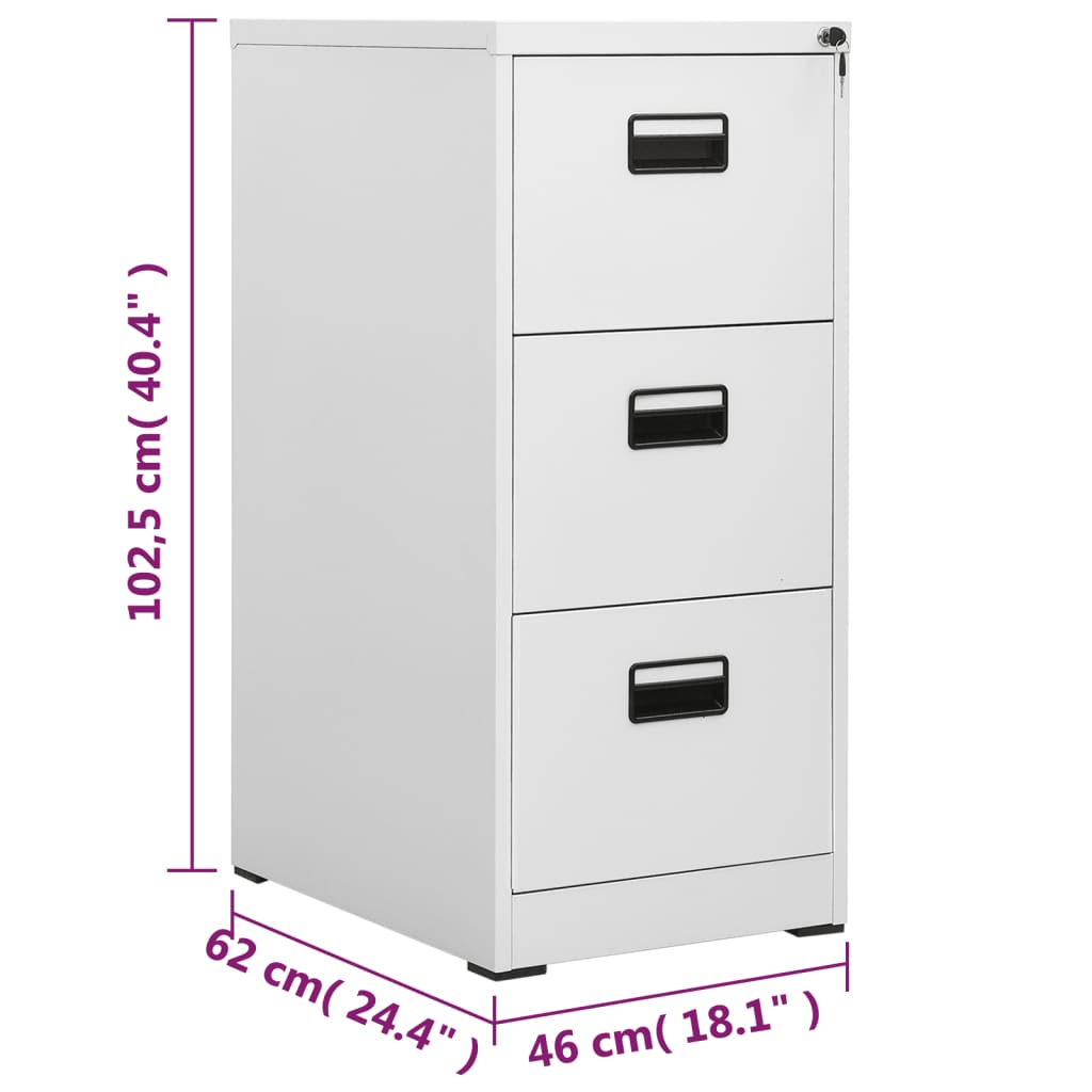 vidaXL Filing Cabinet Light Gray 18.1"x24.4"x40.4" Steel