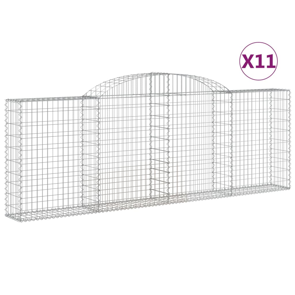 vidaXL Arched Gabion Baskets 11 pcs 118.1"x11.8"x39.4"/47.2" Galvanized Iron