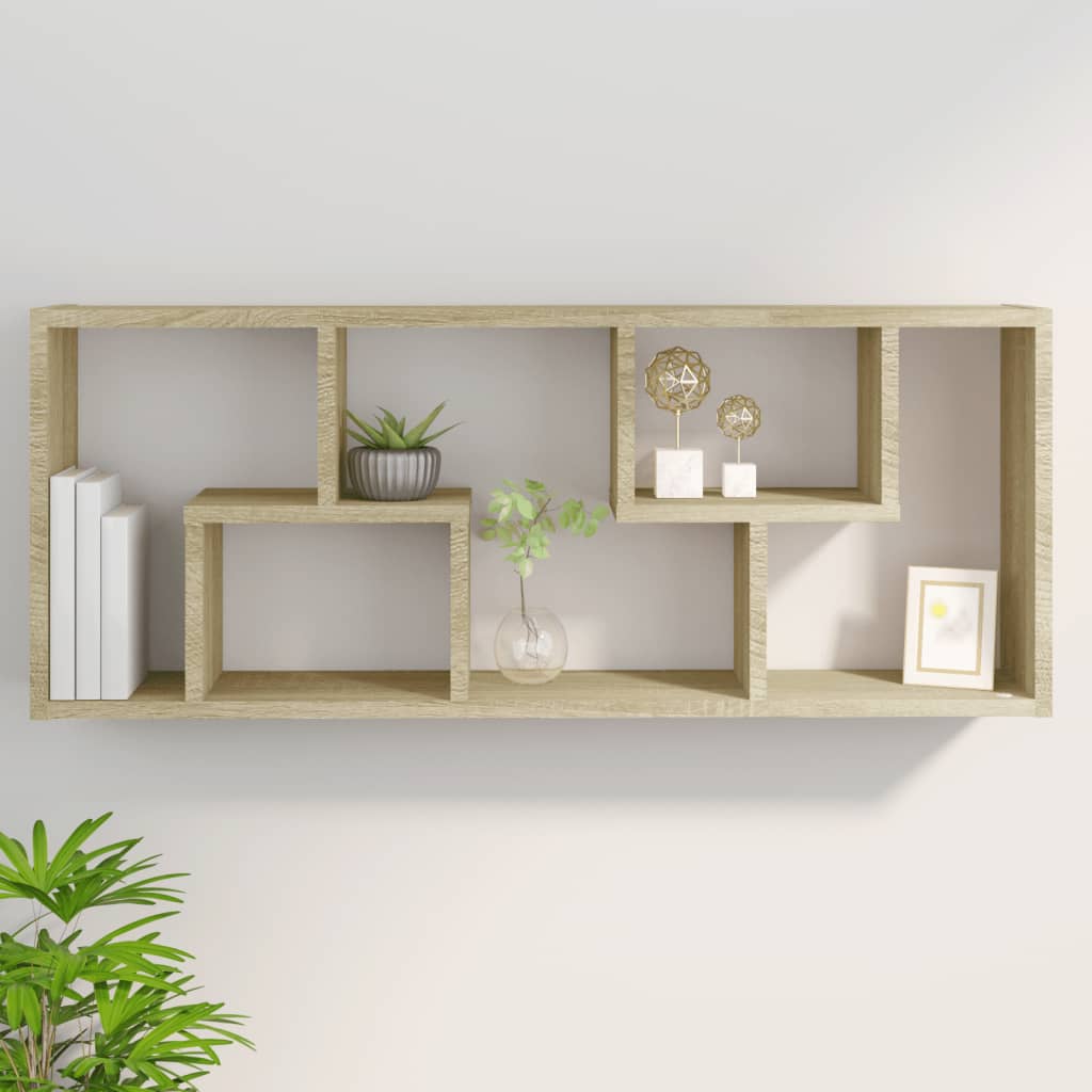 vidaXL Wall Shelf Sonoma Oak 14.2"x6.3"x35.4" Engineered Wood