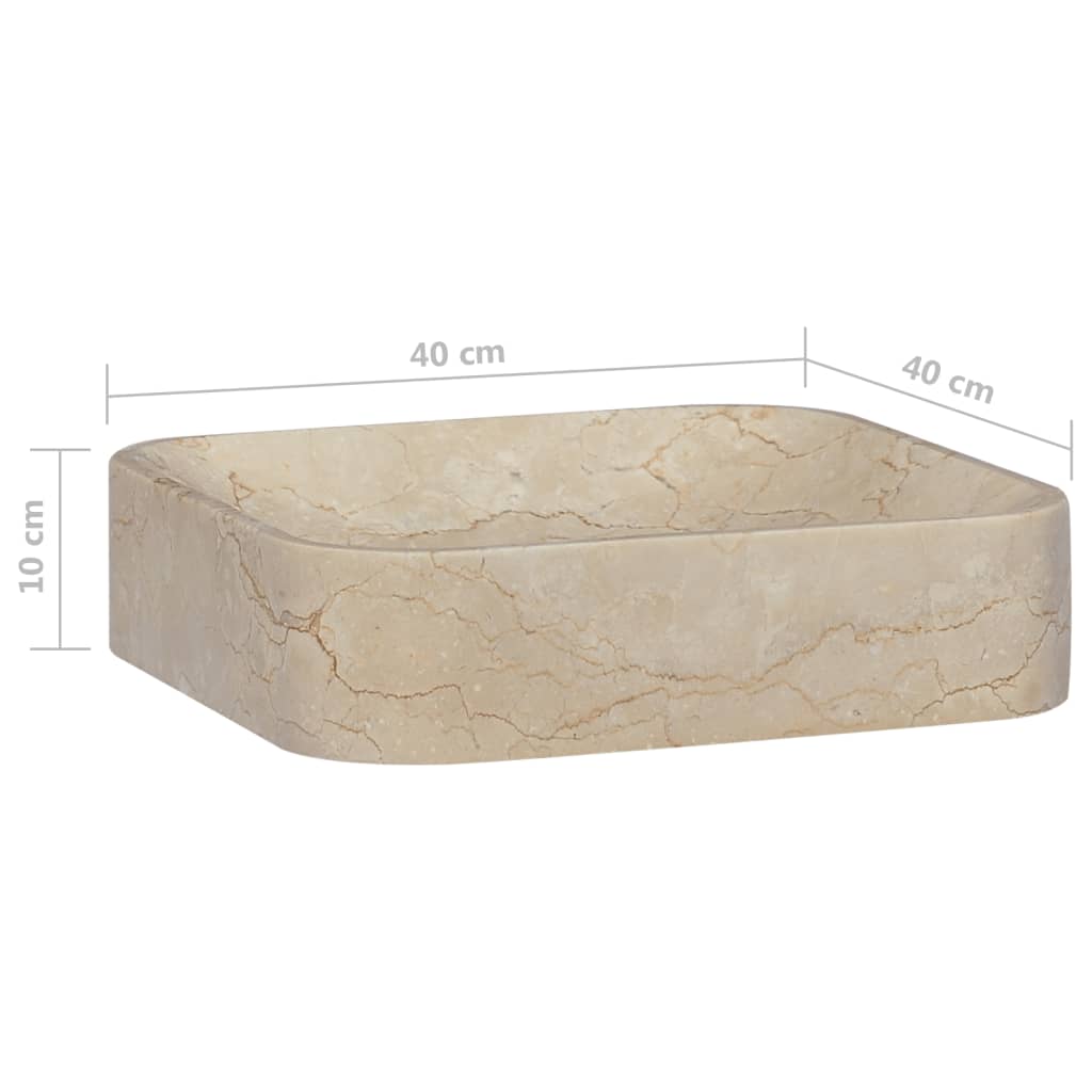 vidaXL Sink Cream 15.7"x15.7"x3.9" Marble