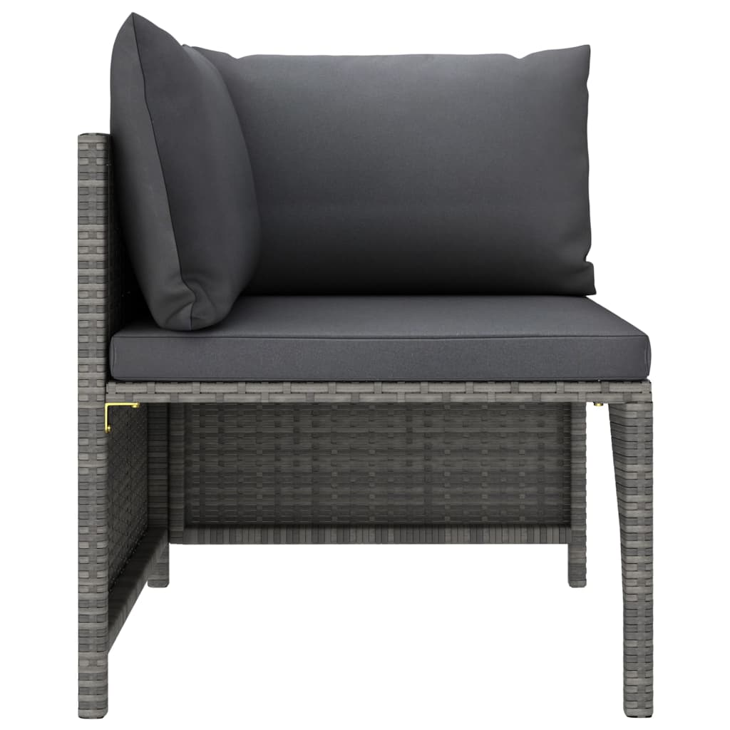 vidaXL 11 Piece Patio Lounge Set with Cushions Poly Rattan Gray