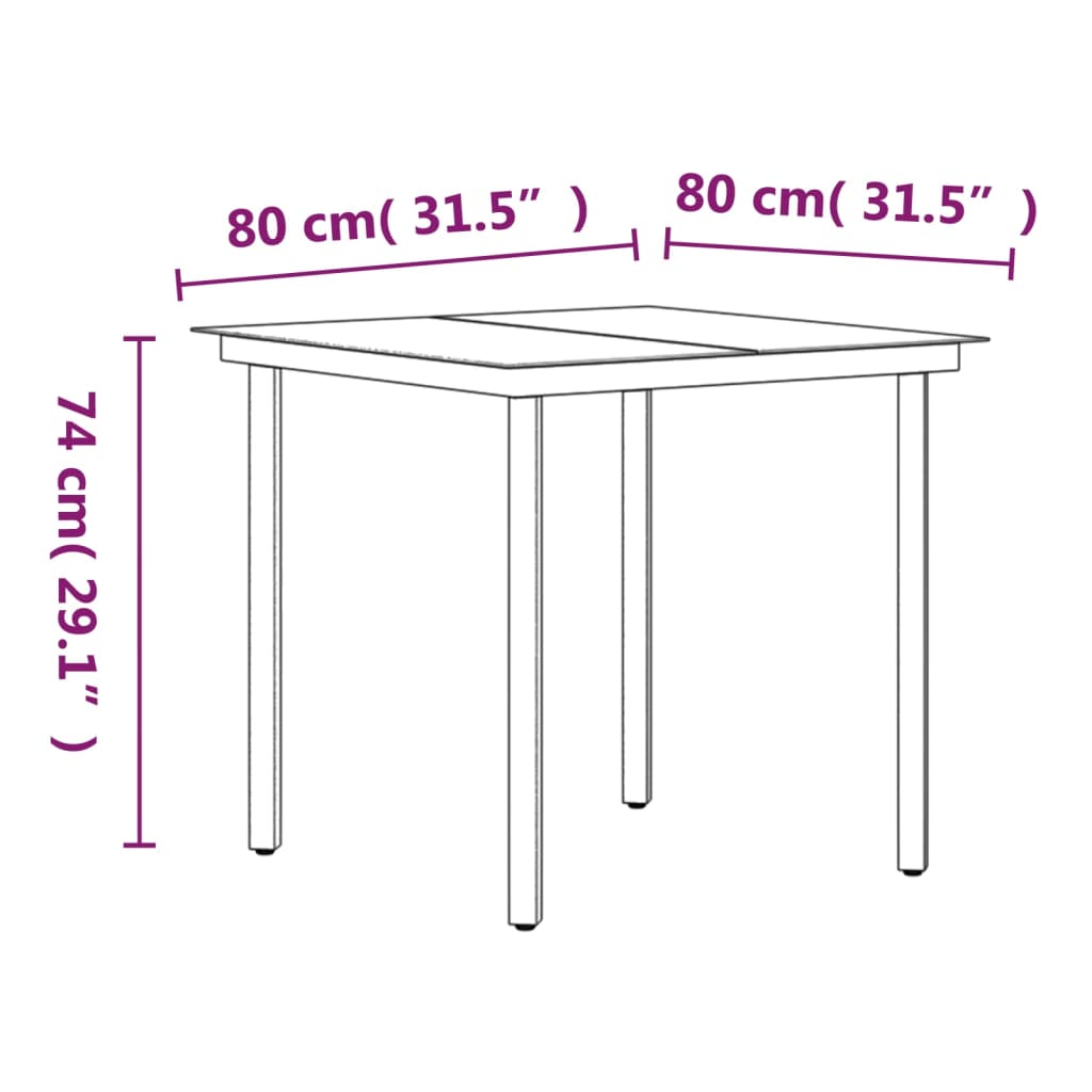 vidaXL 5 Piece Patio Dining Set with Cushions Black