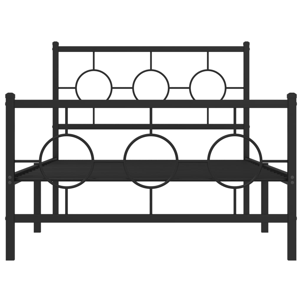 vidaXL Metal Bed Frame without Mattress with Footboard Black 39.4"x78.7"