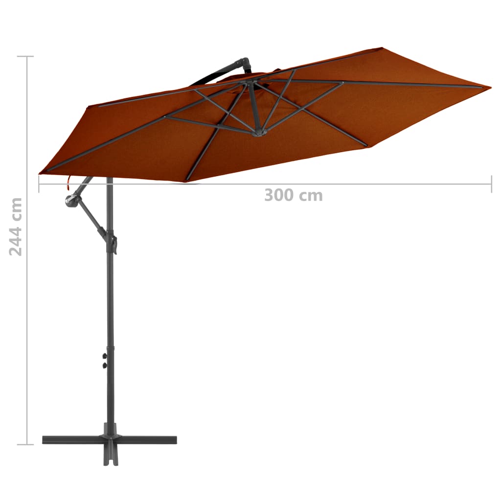 vidaXL Cantilever Garden Parasol with Aluminum Pole Terracotta 118.1"