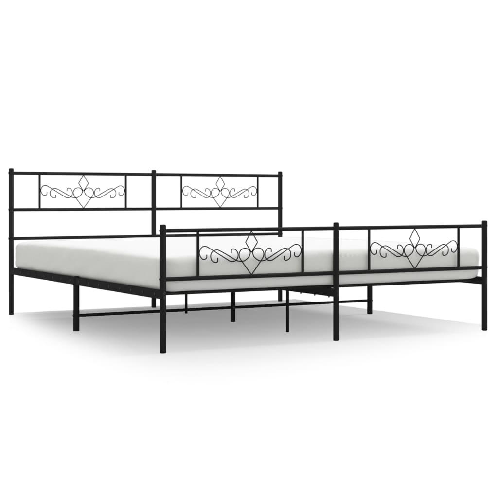 vidaXL Metal Bed Frame without Mattress with Footboard Black 76"x79.9"