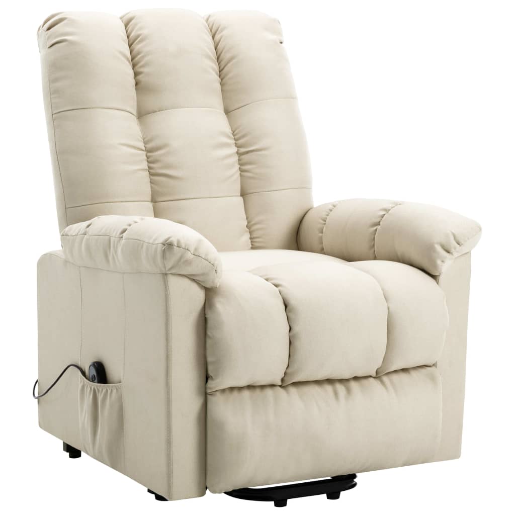 vidaXL Power Lift Recliner Cream Fabric