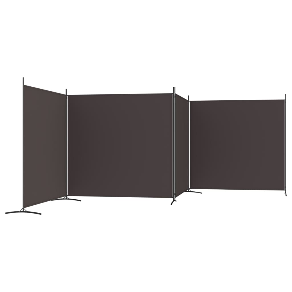 vidaXL 4-Panel Room Divider Brown 274.8"x70.9" Fabric