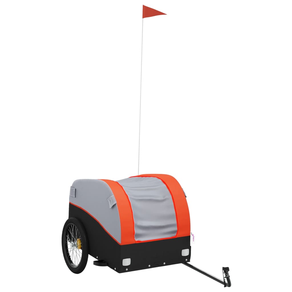 vidaXL Bike Trailer Black and Orange 99.2 lb Iron