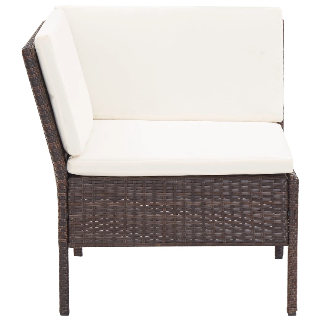 vidaXL 8 Piece Patio Lounge Set with Cushions Poly Rattan Brown