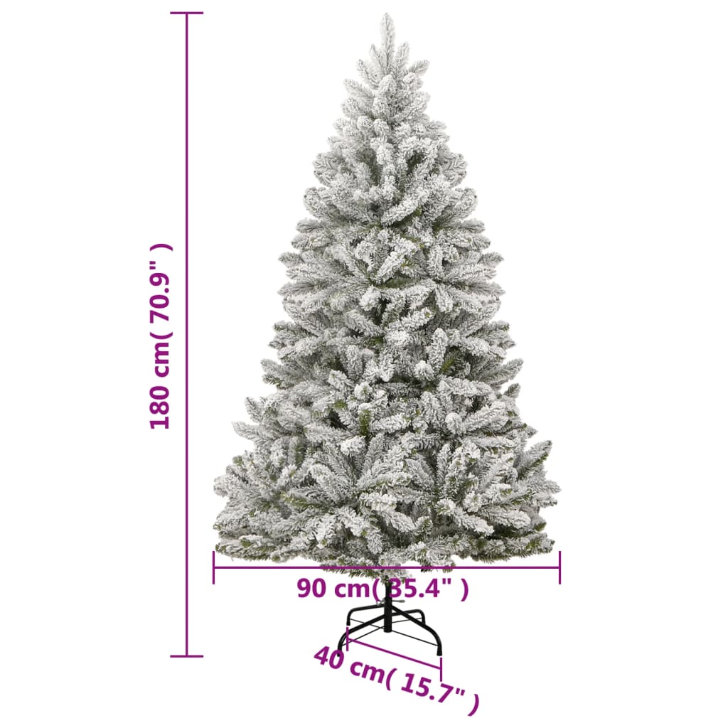 vidaXL Artificial Hinged Christmas Tree 300 LEDs & Ball Set 70.9"