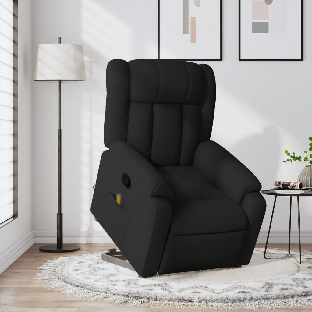 vidaXL Stand up Massage Recliner Chair Black Fabric