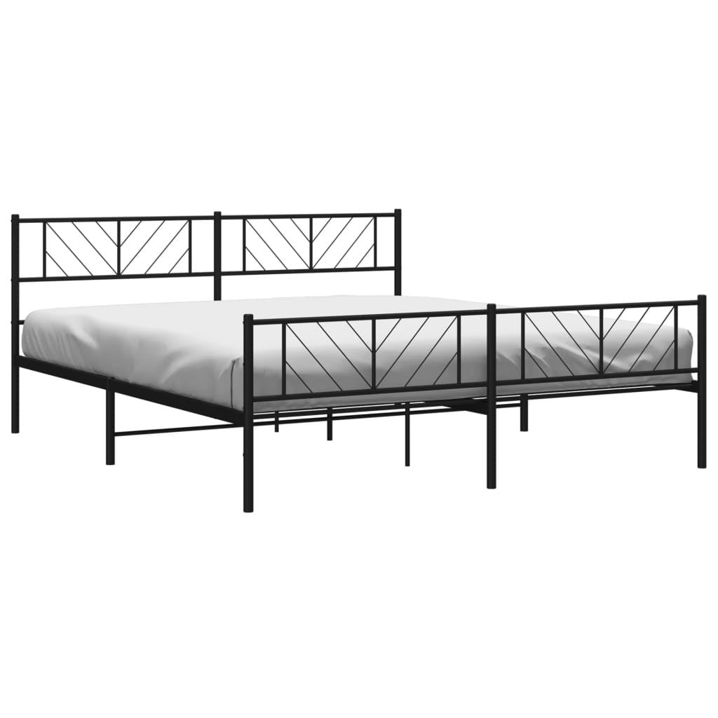 vidaXL Metal Bed Frame without Mattress with Footboard Black 76"x79.9"