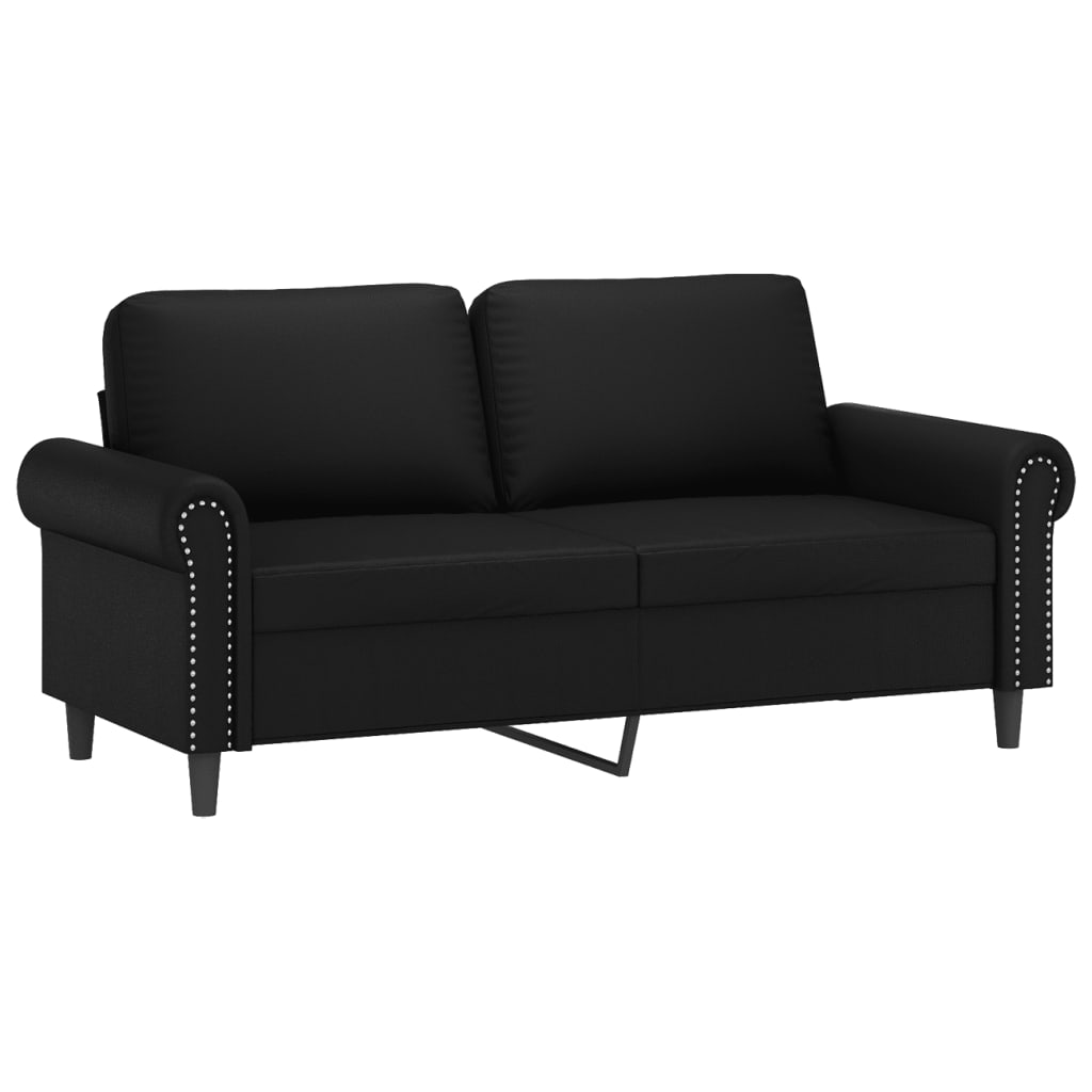 vidaXL 2 Piece Sofa Set with Cushions Black Faux Leather