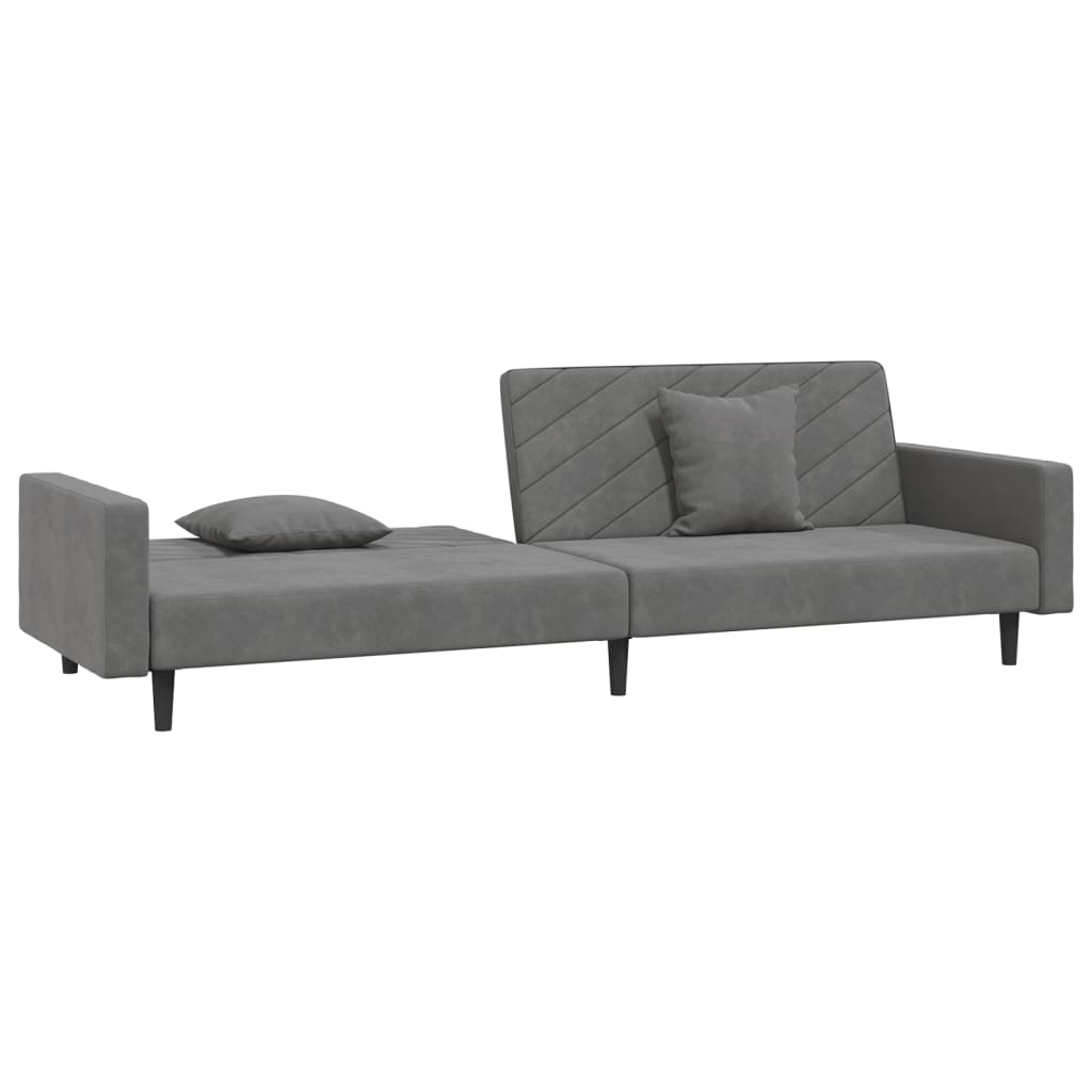 vidaXL 2-Seater Sofa Bed with Two Pillows Dark Gray Velvet