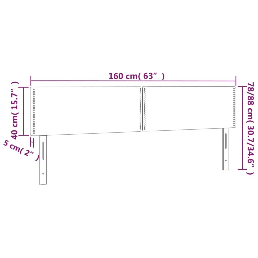 vidaXL LED Headboard Black 63"x2"x30.7"/34.6" Faux Leather