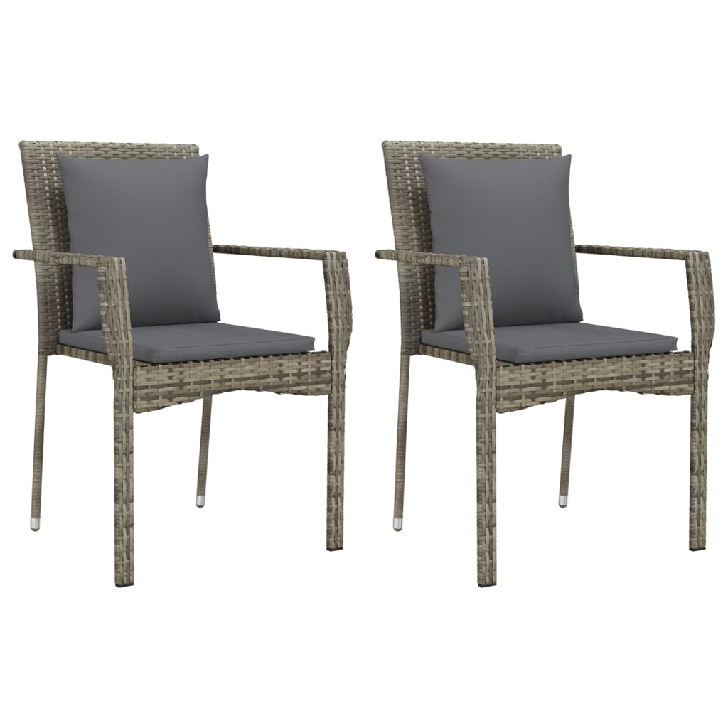 vidaXL 7 Piece Patio Dining Set with Cushions Gray Poly Rattan