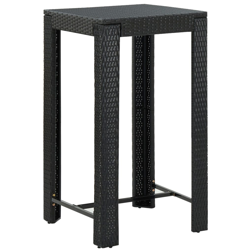 vidaXL 3 Piece Patio Bar Set Black Poly Rattan&Solid Wood Acacia