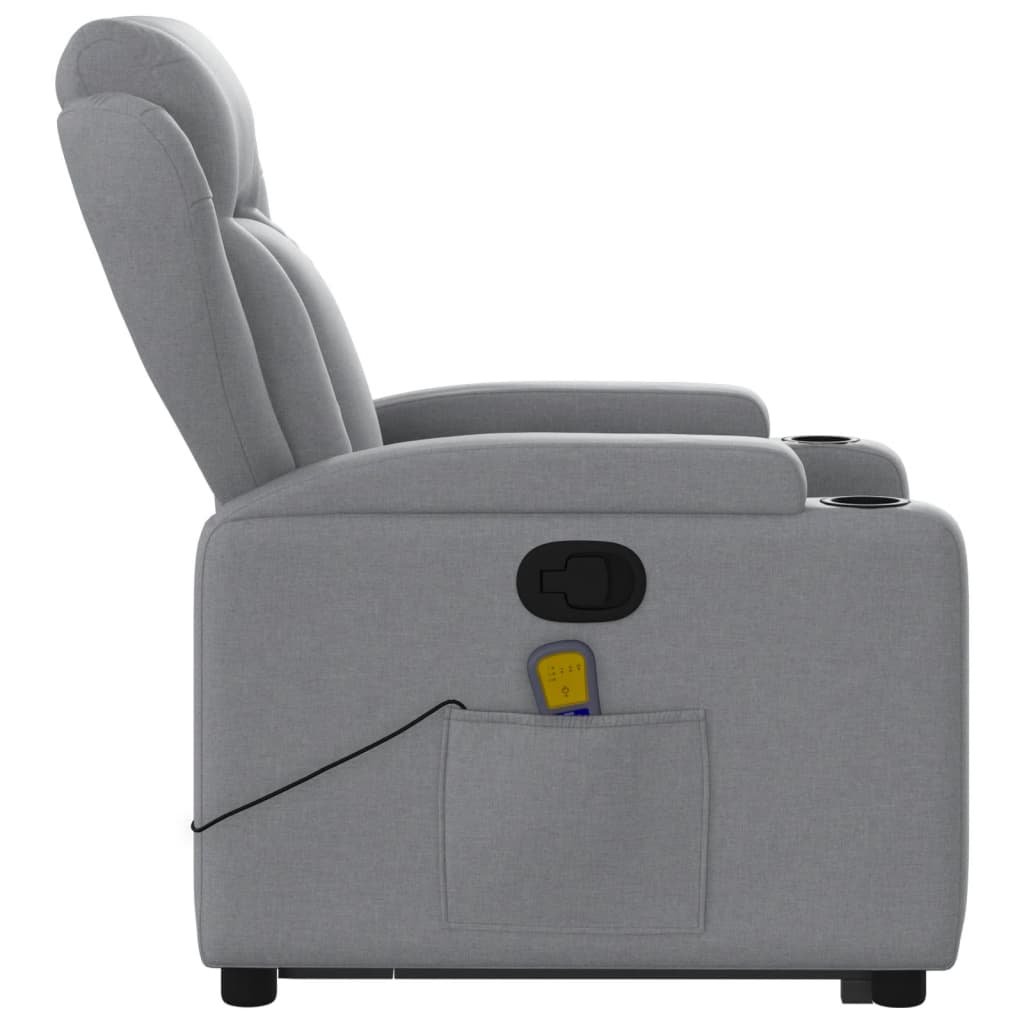 vidaXL Stand up Massage Recliner Chair Light Gray Fabric