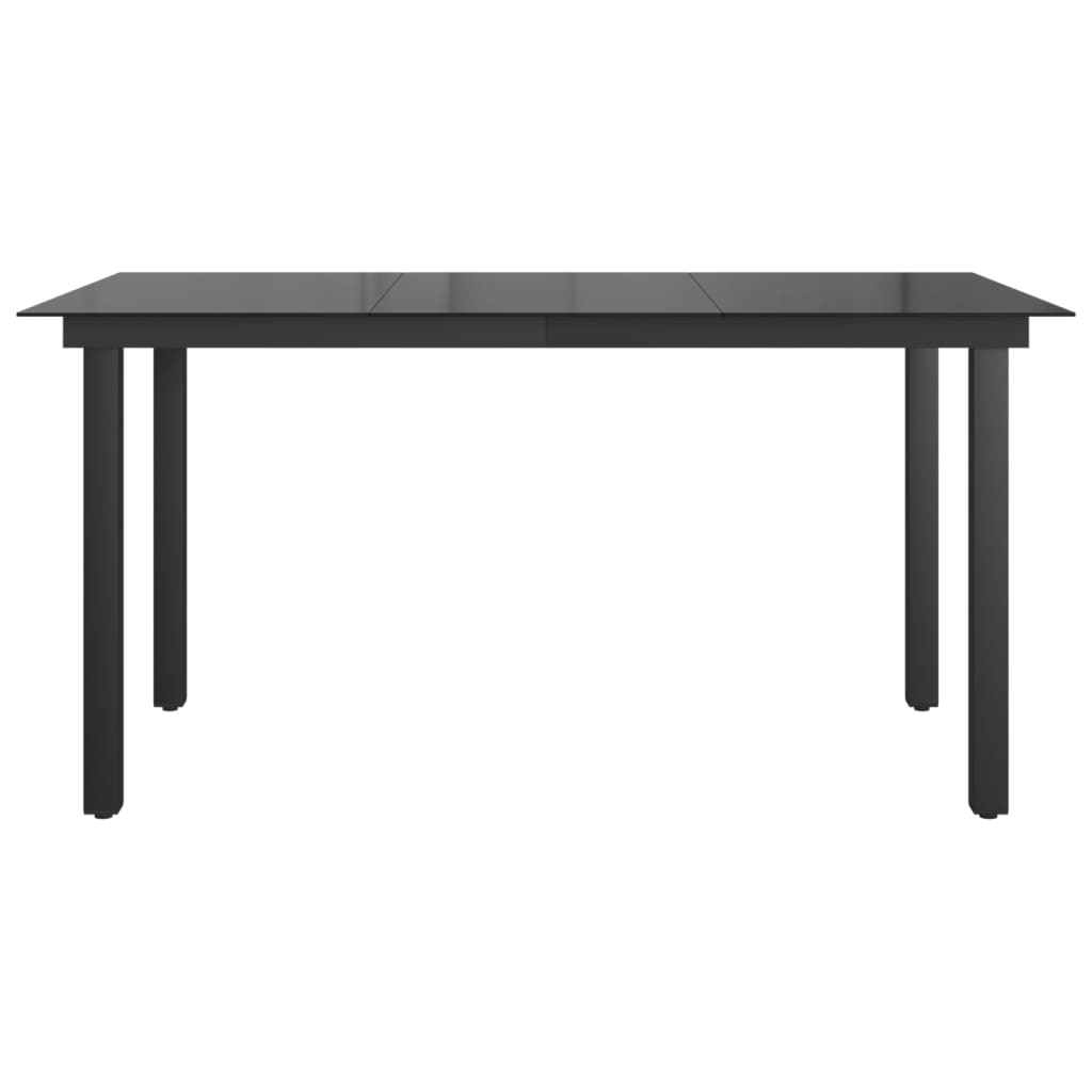 vidaXL Patio Table Black 59.1"x35.4"x29.1" Aluminum and Glass